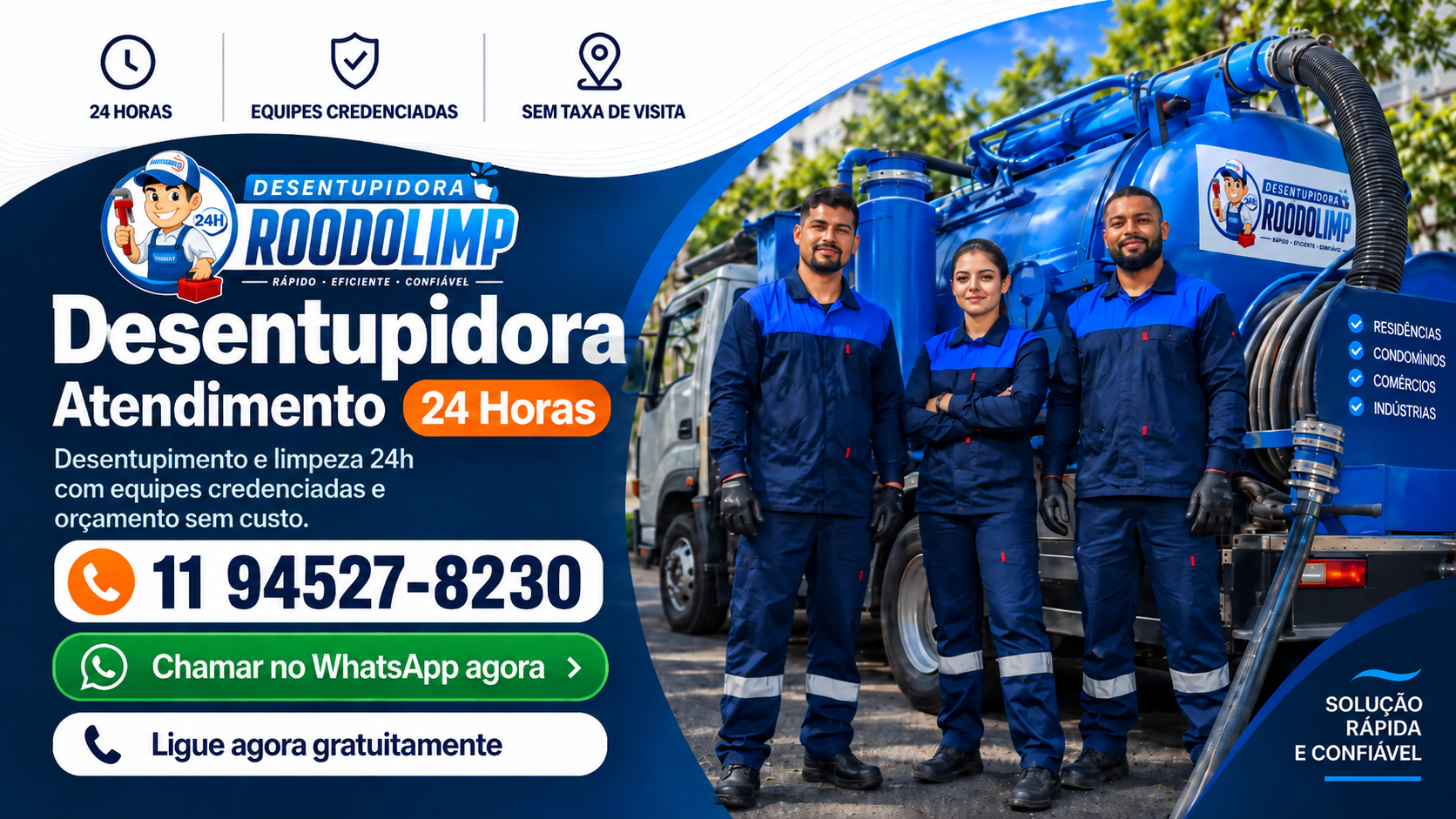 Desentupidora Roodolimp - Atendimento 24 horas